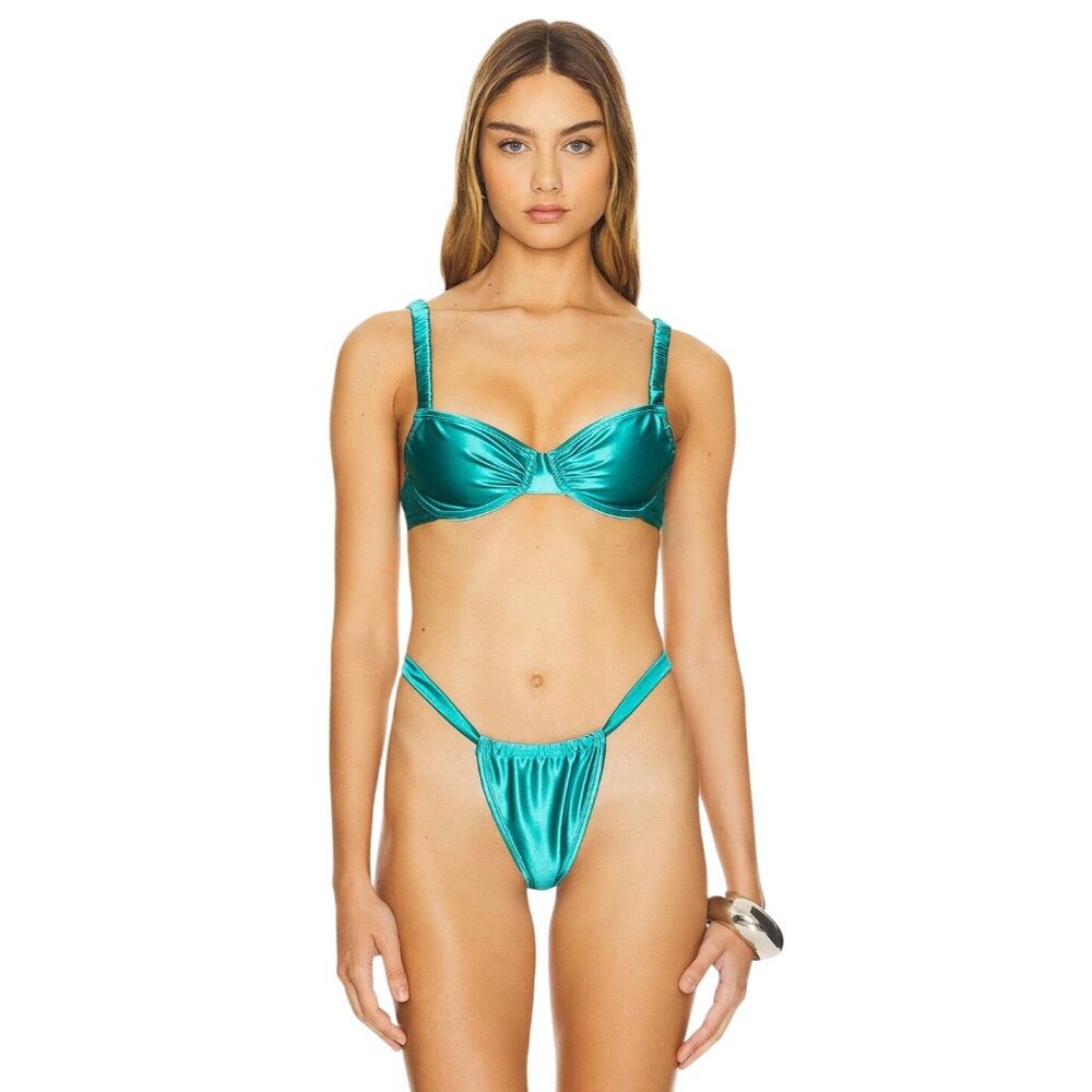 superdown Jessa Bikini Top in Teal Medium New Womens Swimsuit